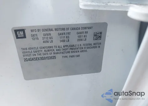 2016 Buick Regal Turbo from USA, damaged, VIN 2G4GK5EX0G9153825